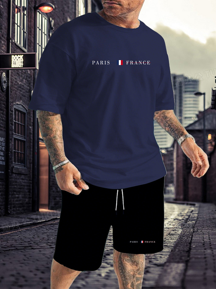 Summer Clothing Plus Size - Men's Tracksuit 2 Piece O-neck Short