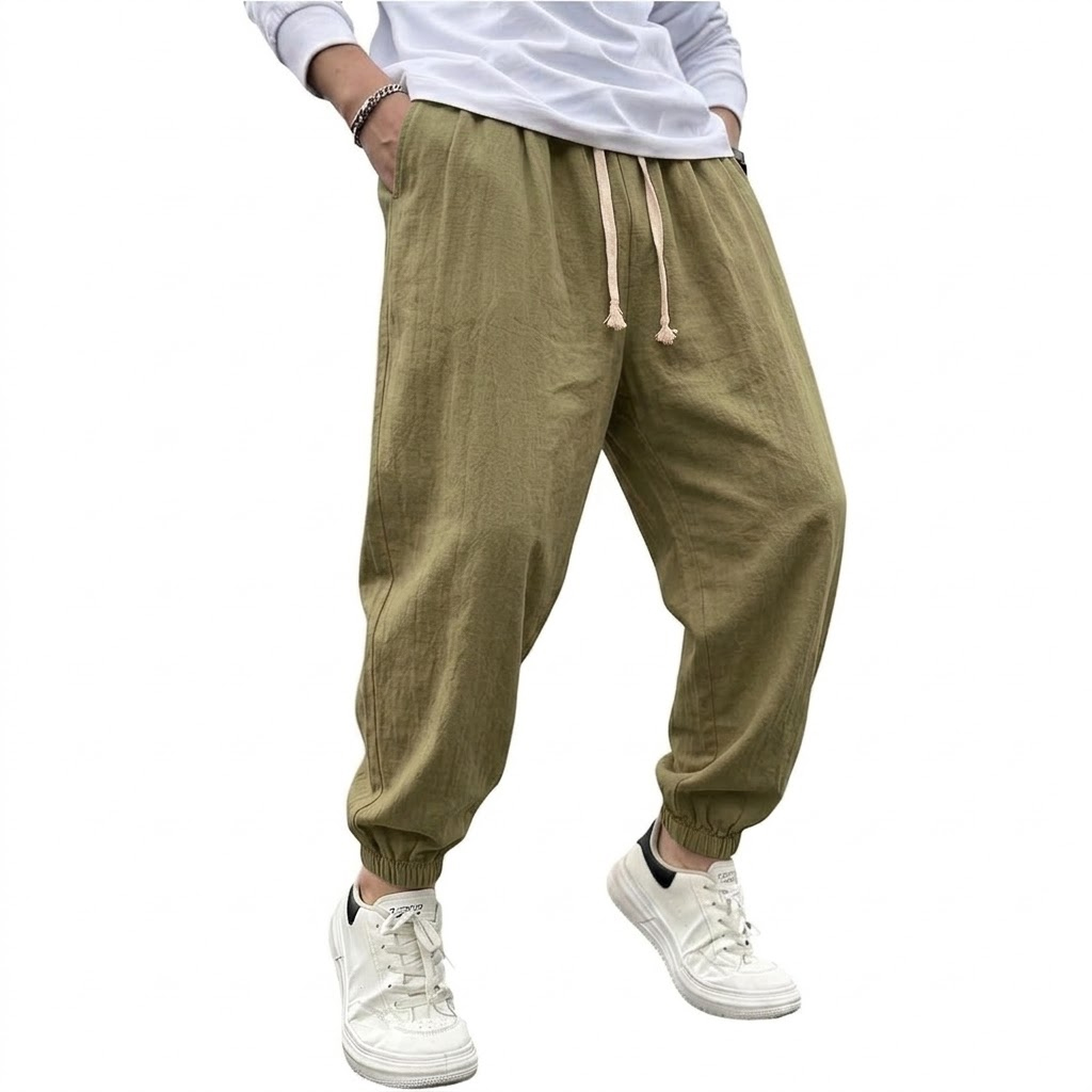 Mens Cotton Linen Harem Trouse - Summer Hiking Clothing review and price